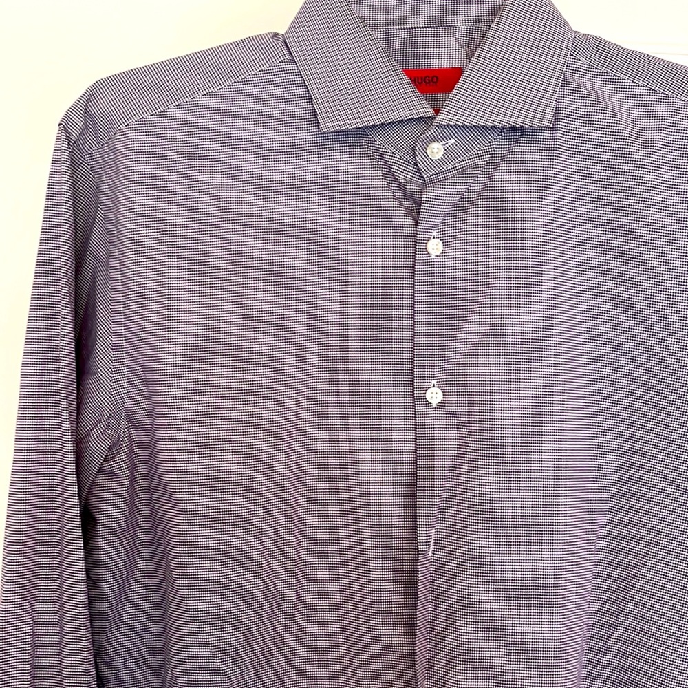 Hugo Boss lavender/white mini check pattern shirt